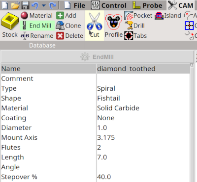 Screenshot bCNC cam mill