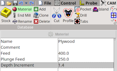 Screenshot bCNC cam material