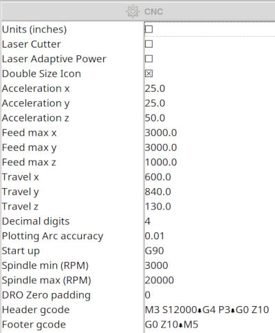 Screenshot bCNC Config