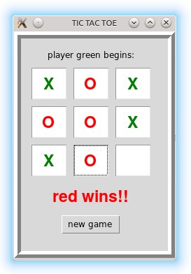 Tkinter: Aufgabe Tk10 "TIC TAC TOE"