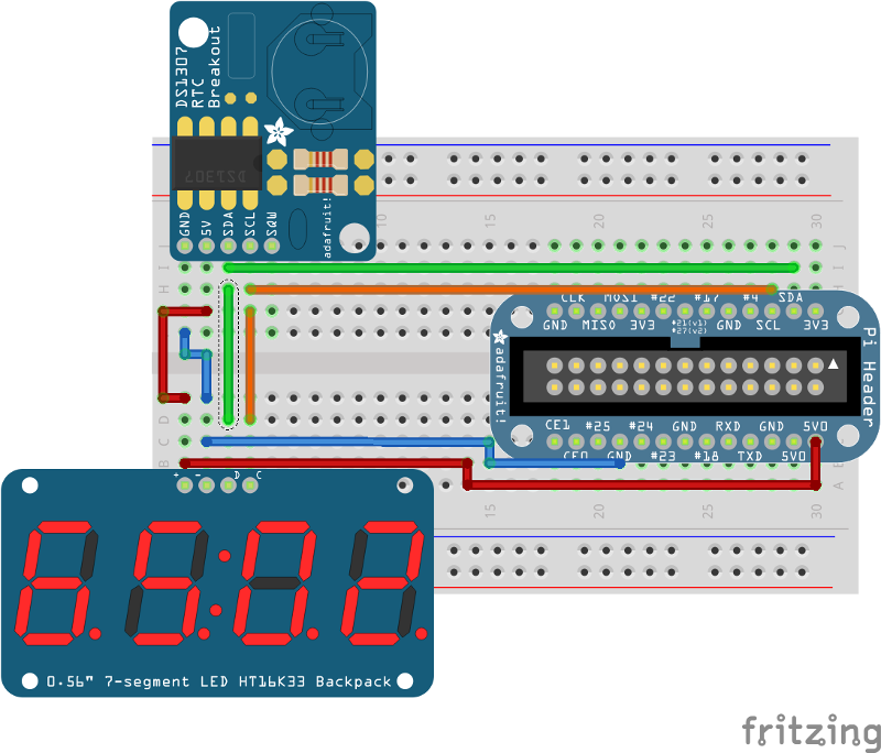 I²C DS1307 HT16K33 Schaltplan