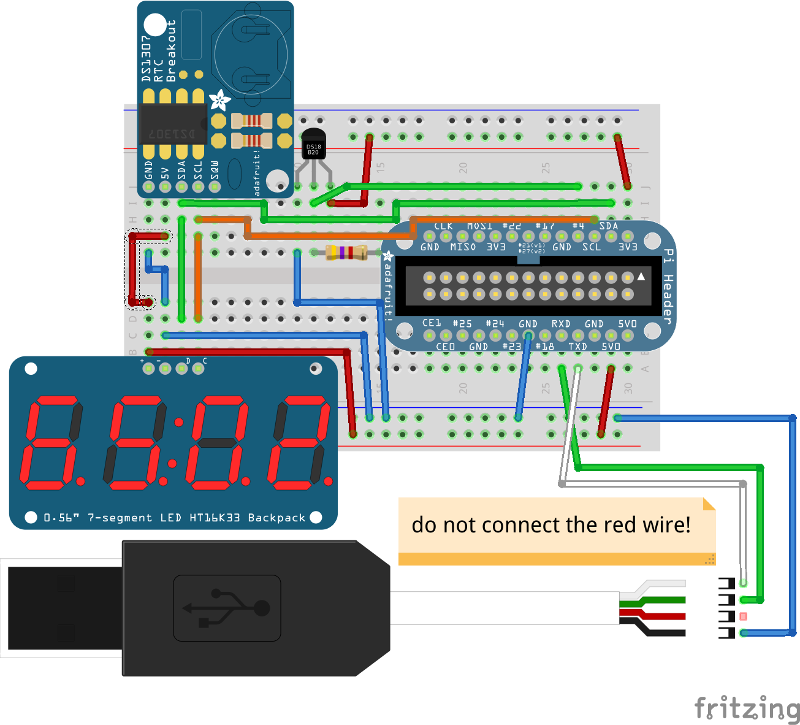 I²C DS1307 HT16K33 EIA232 Schaltplan