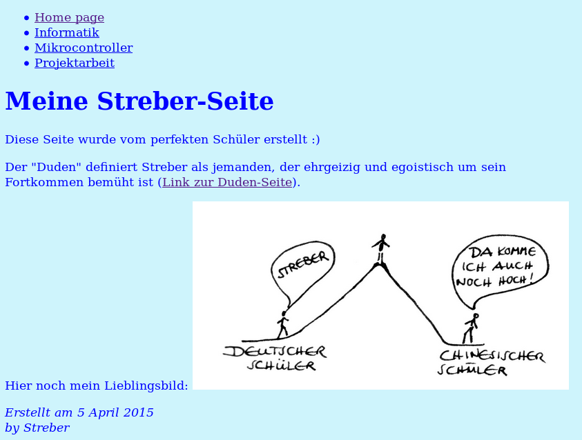 Eine farbige Webseite