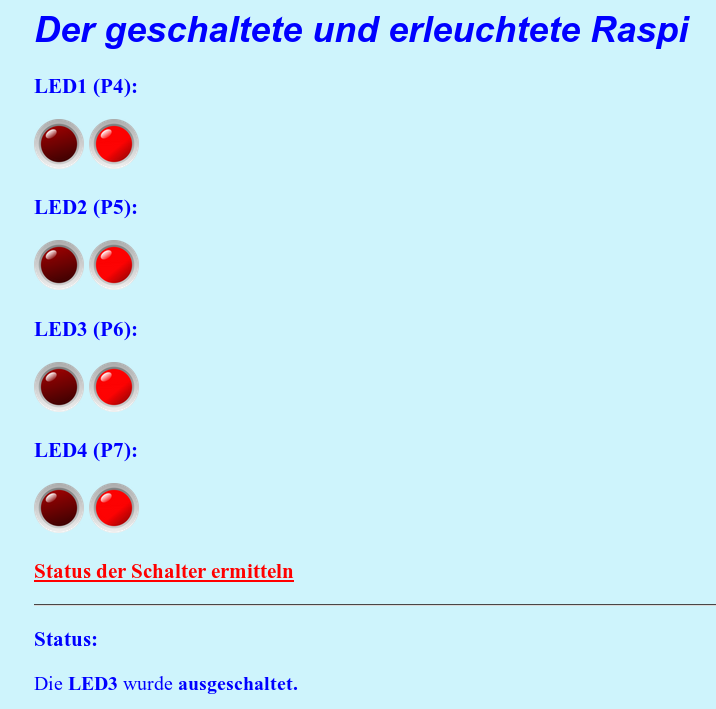 LEDs schalten über die Webseite