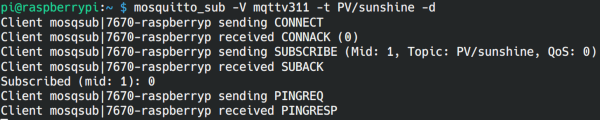 MQTT sub terminal output