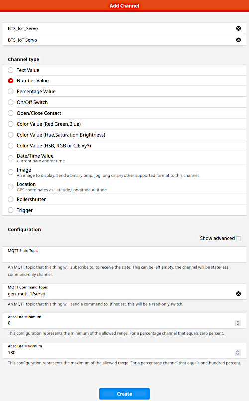 mqtt generic Sitemap output Channel