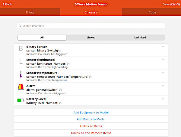 Z-wave config motion sensor channels